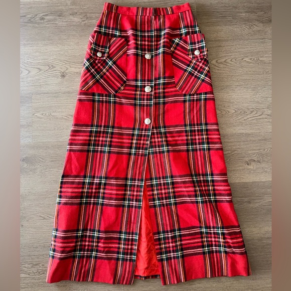 Abercrombie & Fitch Dresses & Skirts - Vintage Abercrombie & Fitch Red Plaid Button-Front Maxi Skirt Size 8-READ